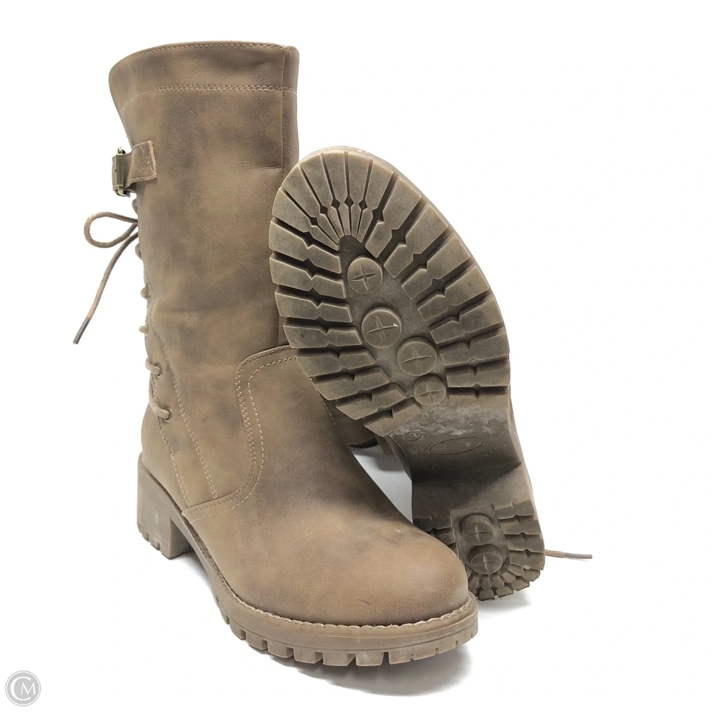 Boots Mid-calf Heels By Clothes Mentor In Brown, Size: 9