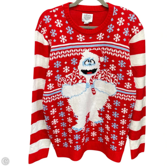 Sweater By Clothes Mentor In Red & White, Size: M