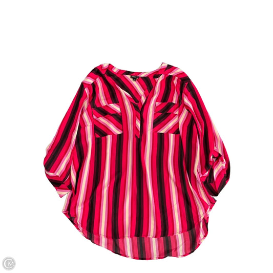 Top 3/4 Sleeve By Torrid In Black & Pink, Size: 3x