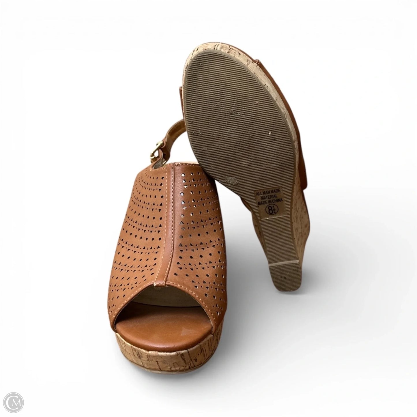 Sandals Heels Wedge By Soda In Tan, Size: 8.5