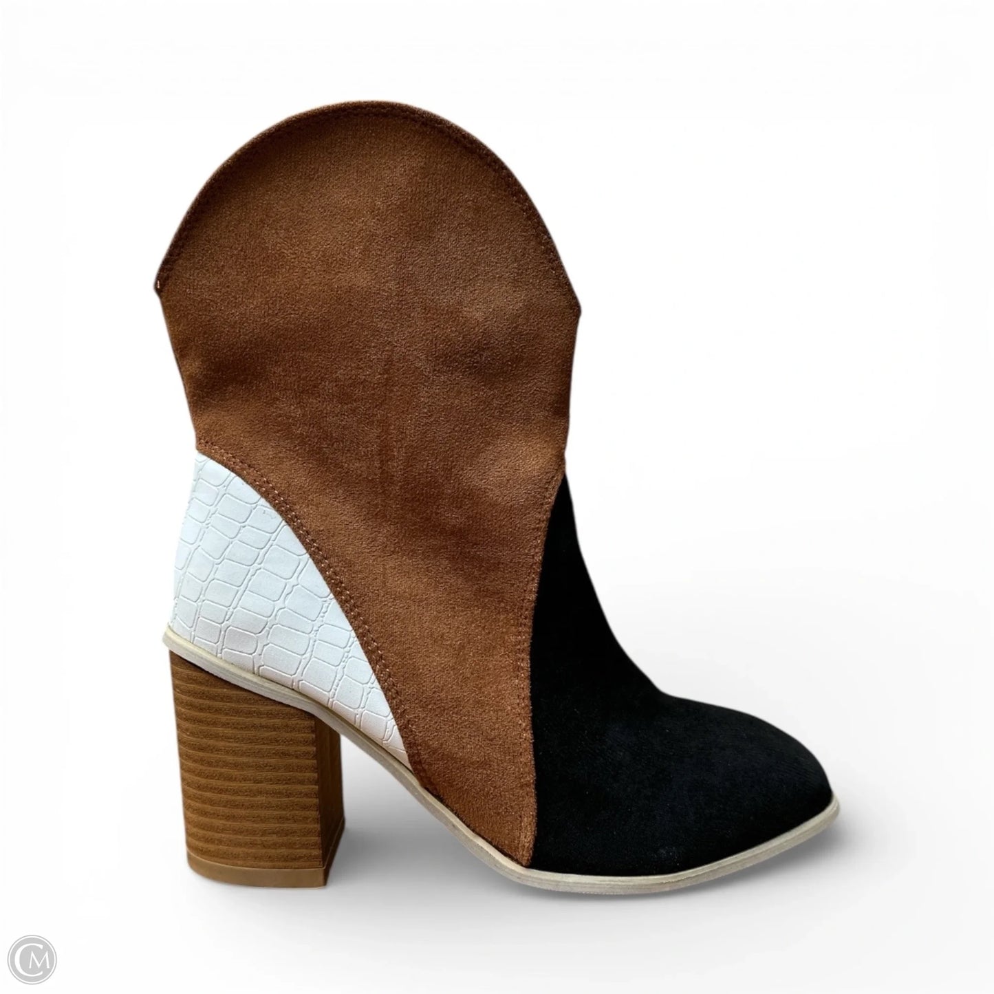 Boots Ankle Heels By Clothes Mentor In Black & Brown, Size: 6