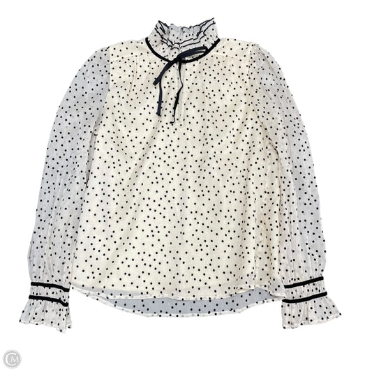 Top Long Sleeve By Loft In Black & Cream, Size: Xxs