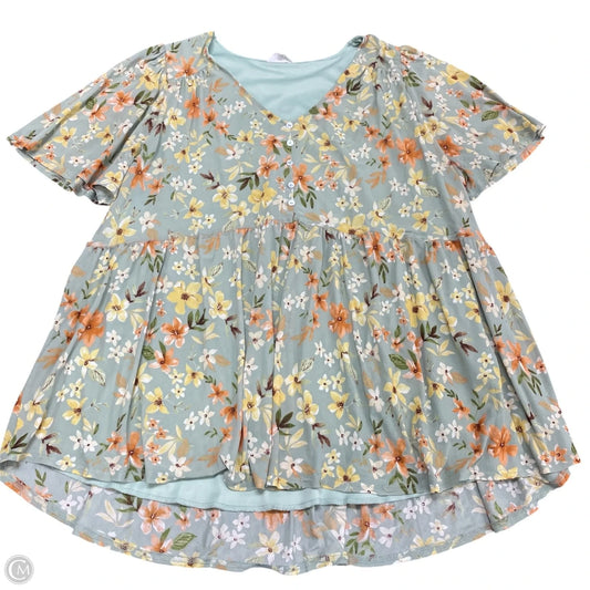 Top Short Sleeve By Siren Lily In Green & Yellow, Size: 3x