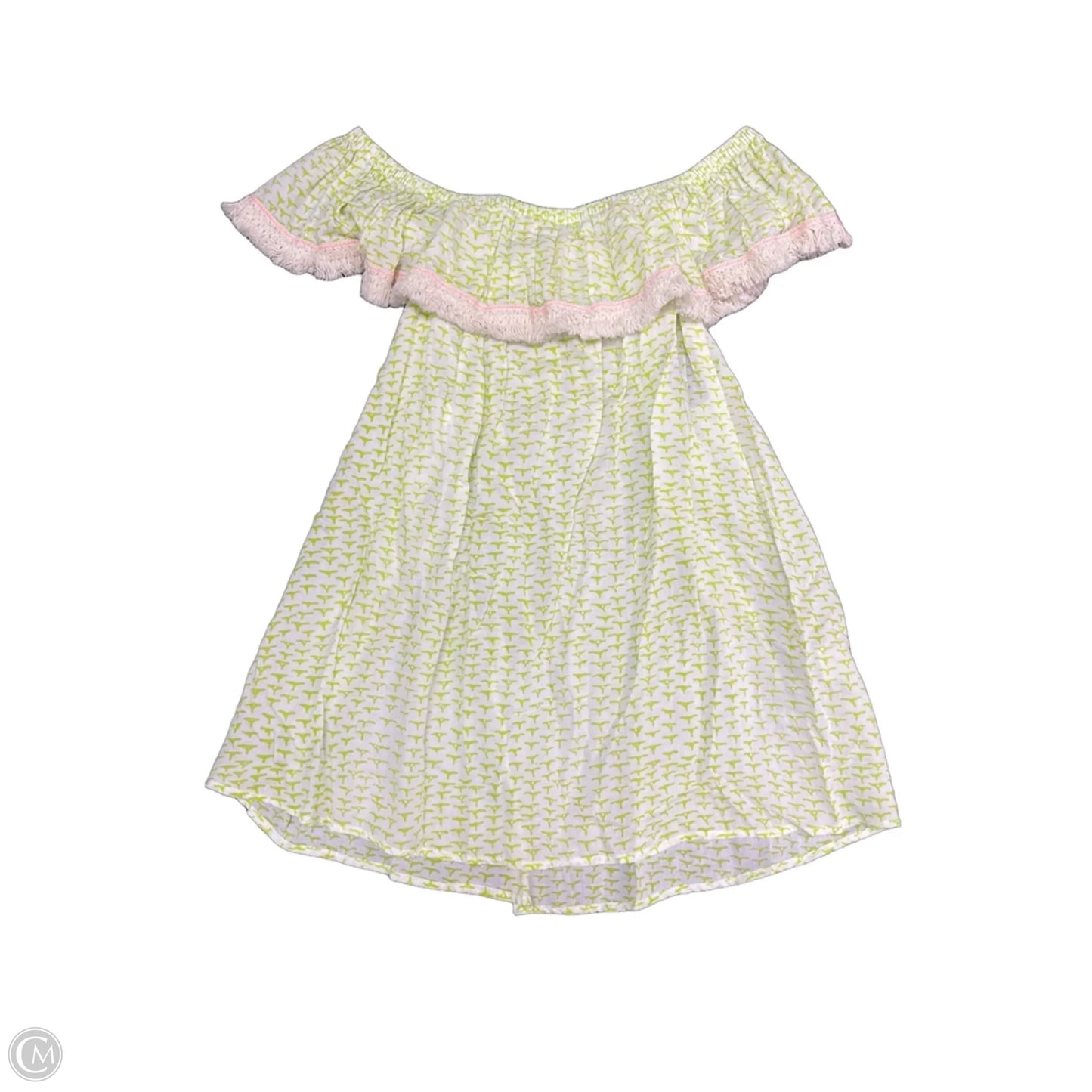 Top Short Sleeve By Roller Rabbit In Green & White, Size: M