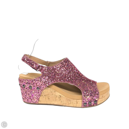 Sandals Heels Wedge By Corkys In Pink, Size: 9