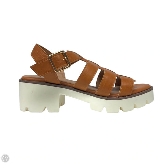 Sandals Heels Platform By Corkys In Tan & White, Size: 9