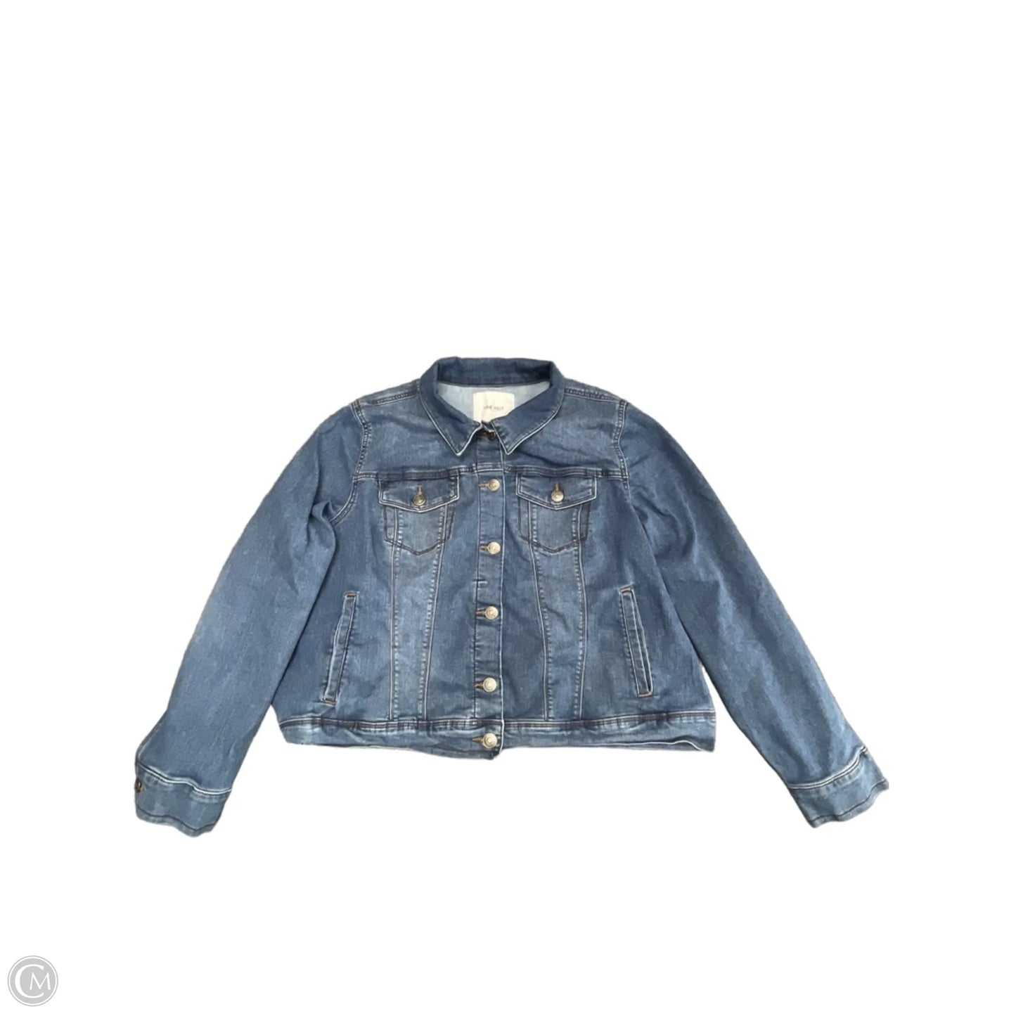 Jacket Denim By Nine West In Blue Denim, Size: Xxl