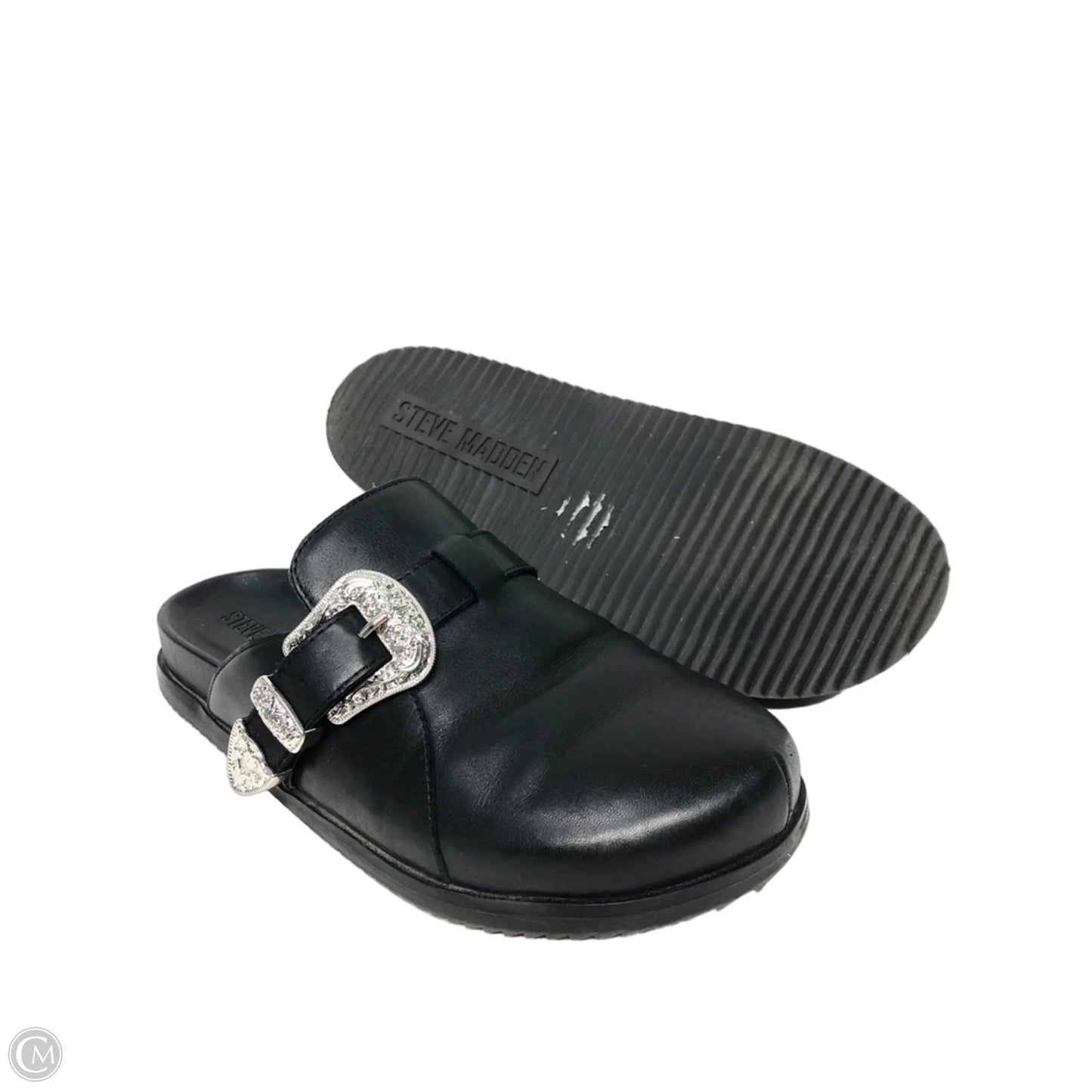 Shoes Flats By Steve Madden In Black & Silver, Size: 6.5