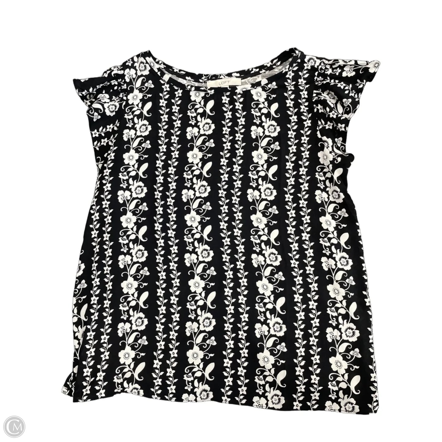 Top Short Sleeve By Loft In Black & White, Size: L