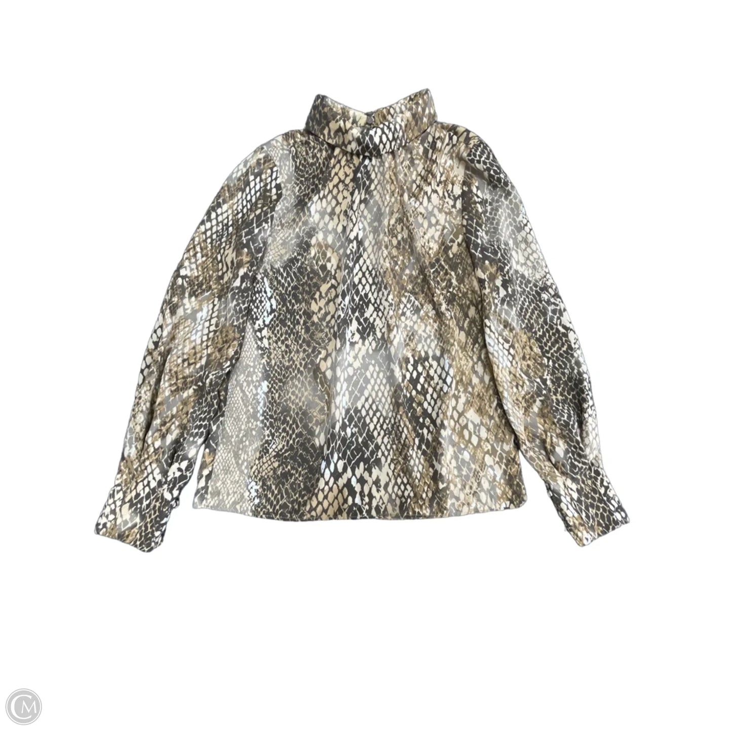 Top Long Sleeve By H&m In Snakeskin Print, Size: 2