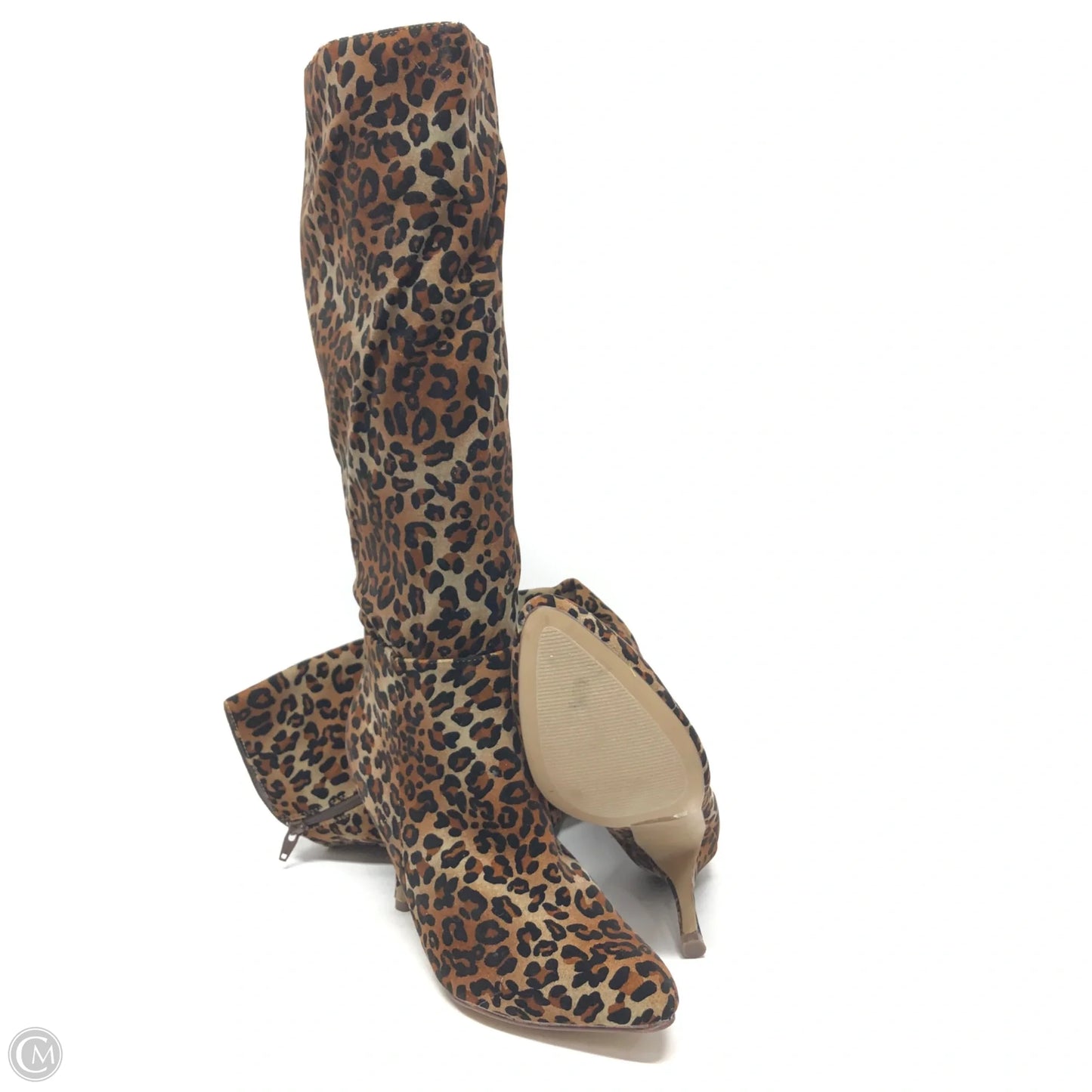 Boots Knee Heels By Cato In Animal Print, Size: 9