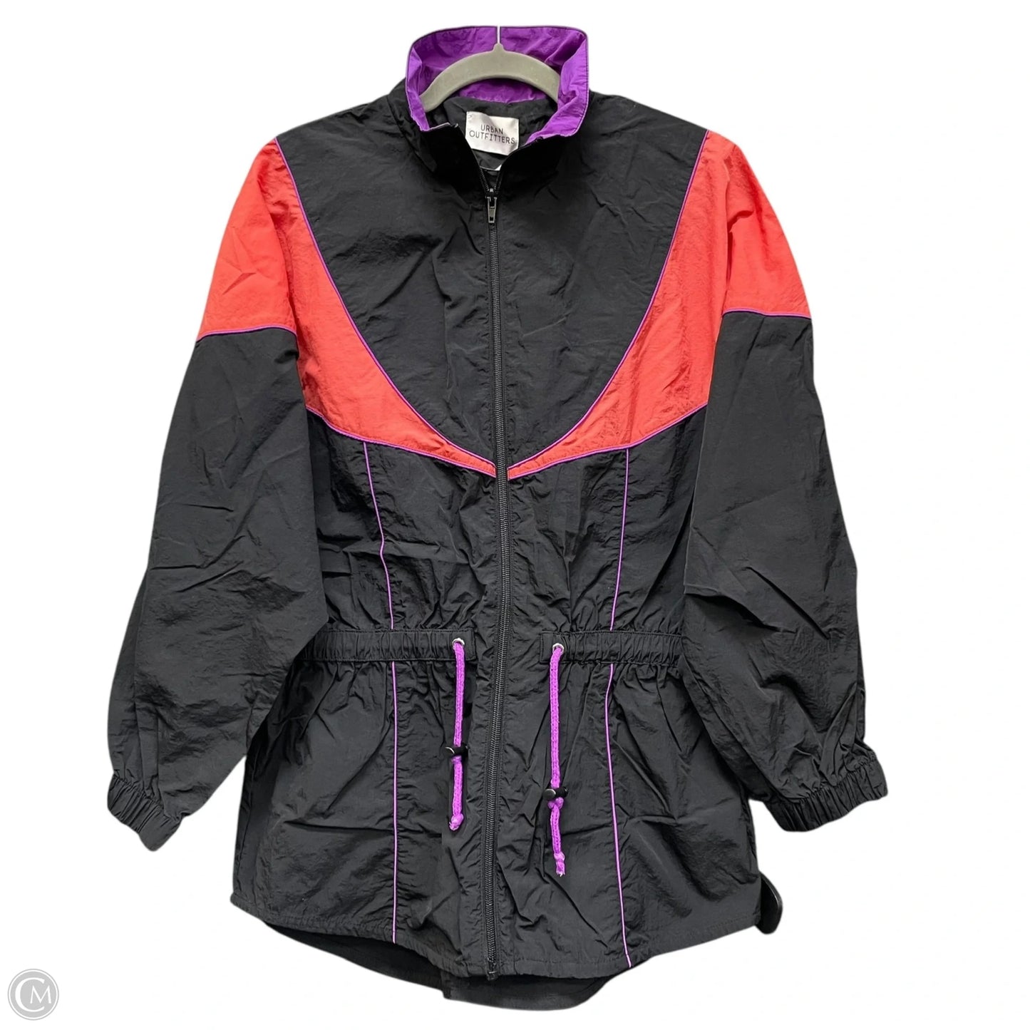 Jacket Windbreaker By Urban Outfitters In Black & Pink, Size: M