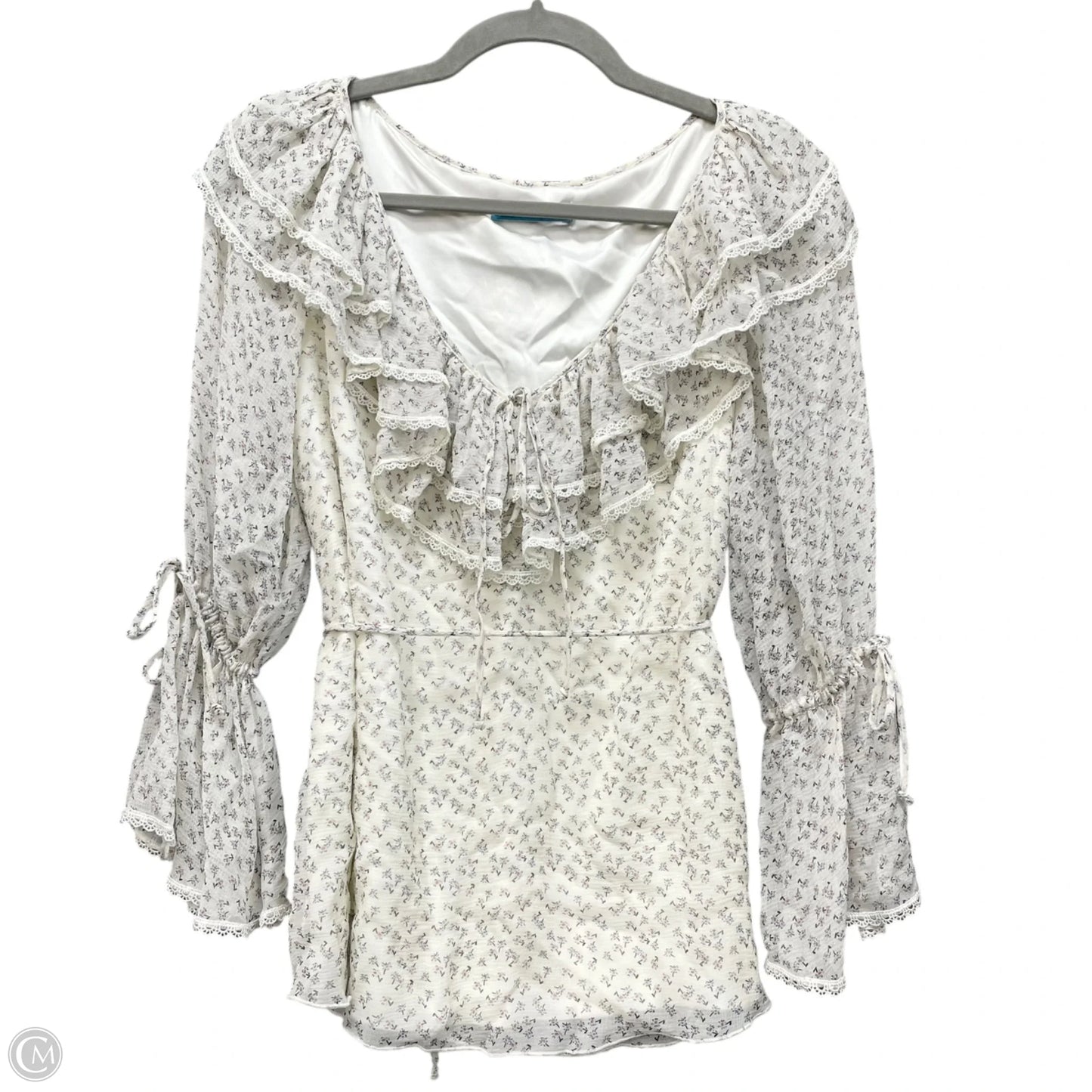 Top Long Sleeve Designer By Alice + Olivia In Blue & White, Size: Xs