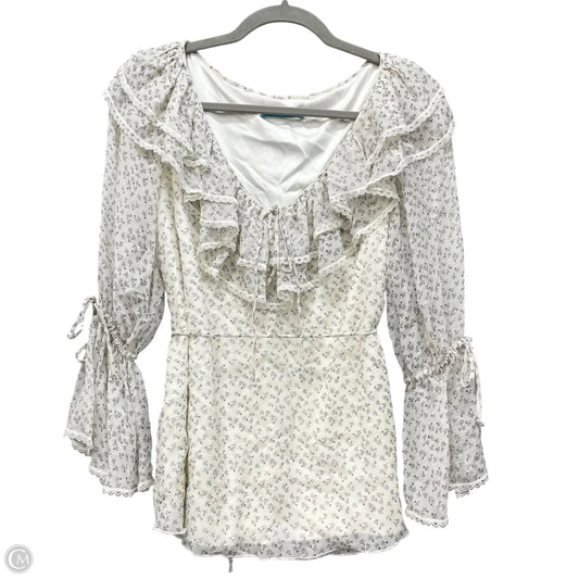 Top Long Sleeve Designer By Alice + Olivia In Blue & White, Size: Xs