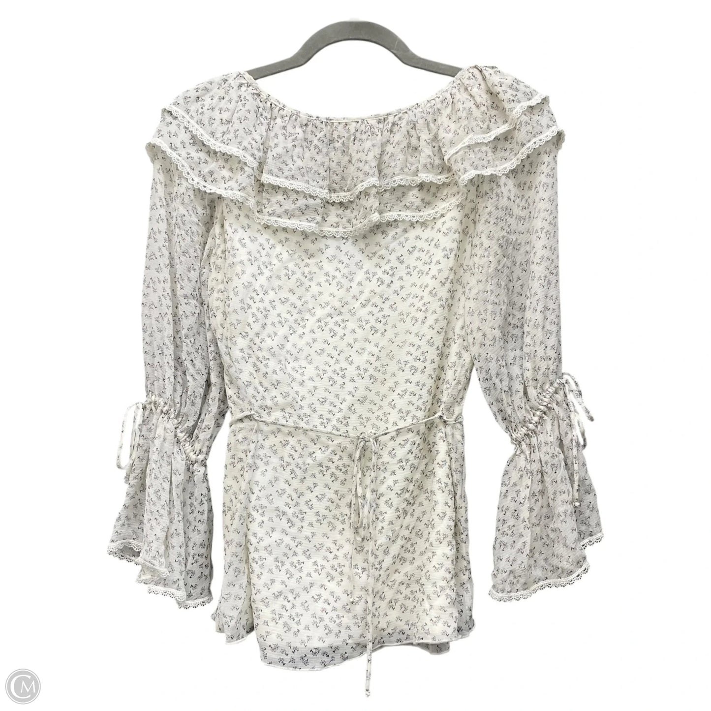 Top Long Sleeve Designer By Alice + Olivia In Blue & White, Size: Xs