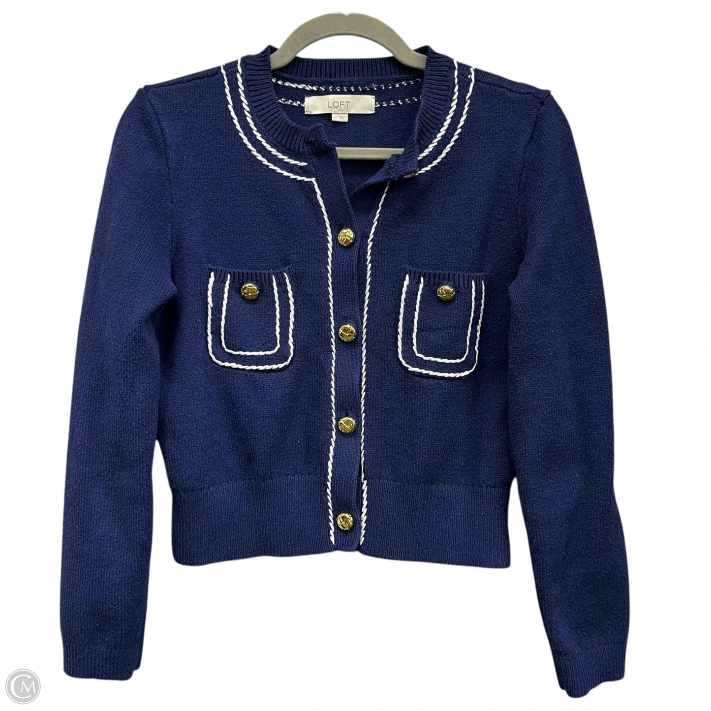 Cardigan By Loft In Blue & White, Size: M