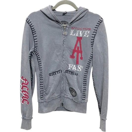 Sweatshirt Hoodie By Affliction In Grey, Size: Xs