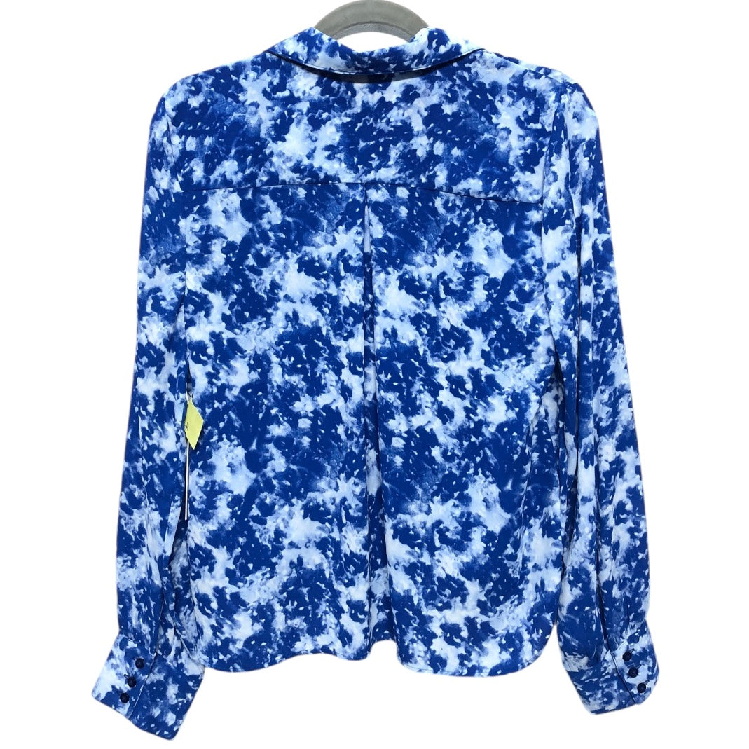 Top Long Sleeve By Calvin Klein In Blue & White, Size: S