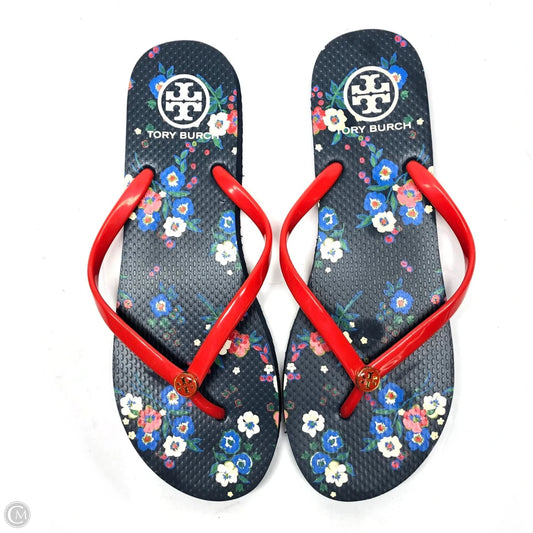 Sandals Designer By Tory Burch In Blue & Red, Size: 10