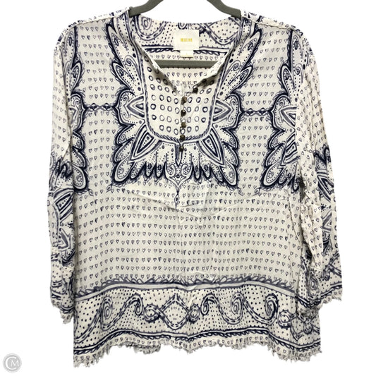 Top 3/4 Sleeve By Maeve In Blue & White, Size: S