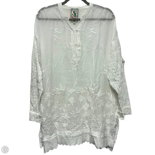 Tunic 3/4 Sleeve By Johnny Was In White, Size: Mp