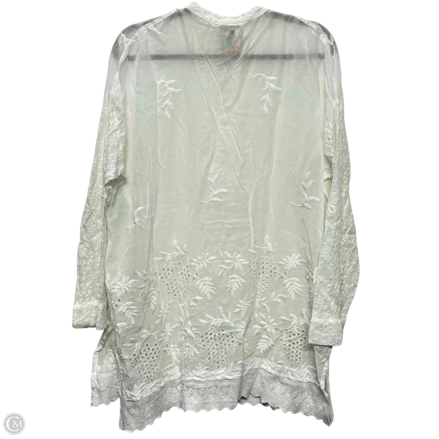 Tunic 3/4 Sleeve By Johnny Was In White, Size: Mp