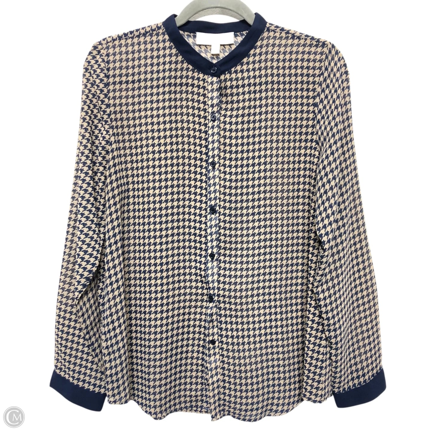 Top Long Sleeve By Olive And Oak In Blue & Cream, Size: M