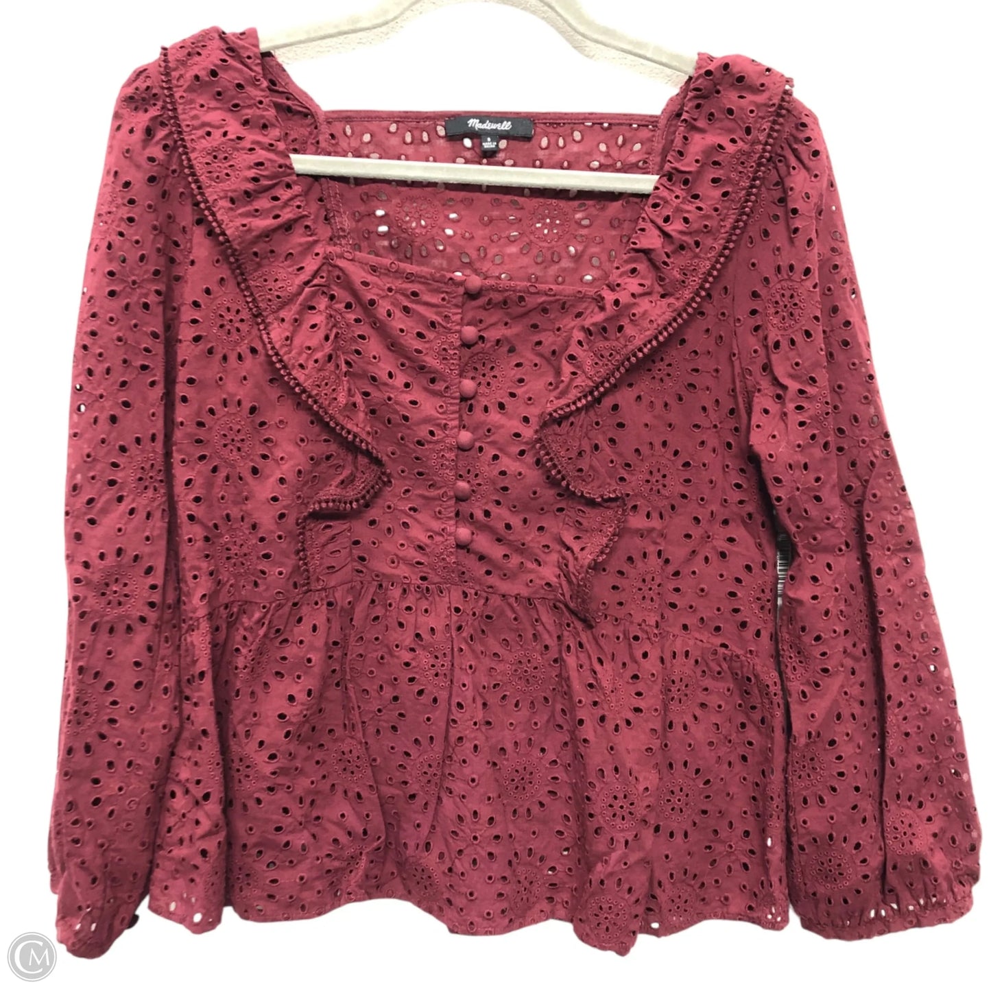 Top Long Sleeve By Madewell In Maroon, Size: S