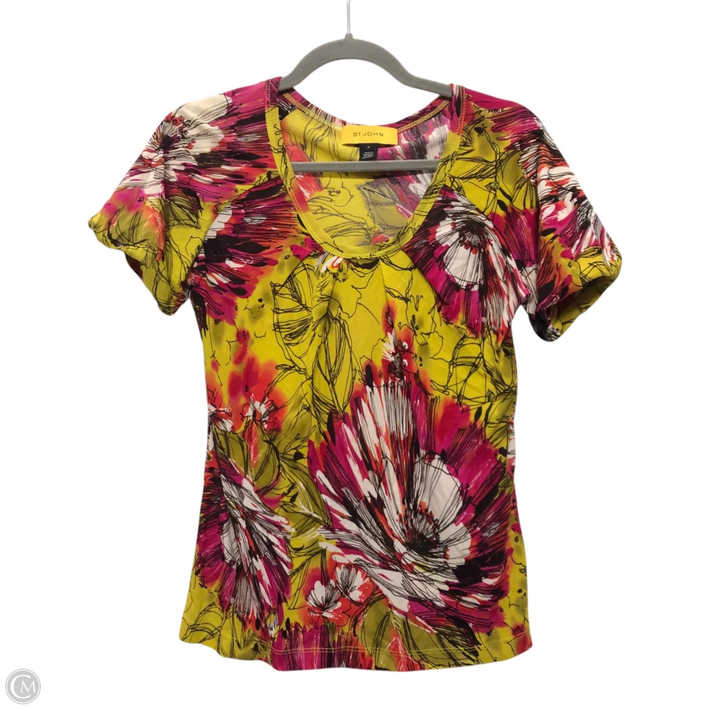 Top Short Sleeve Designer By St John Collection In Multi-colored, Size: S