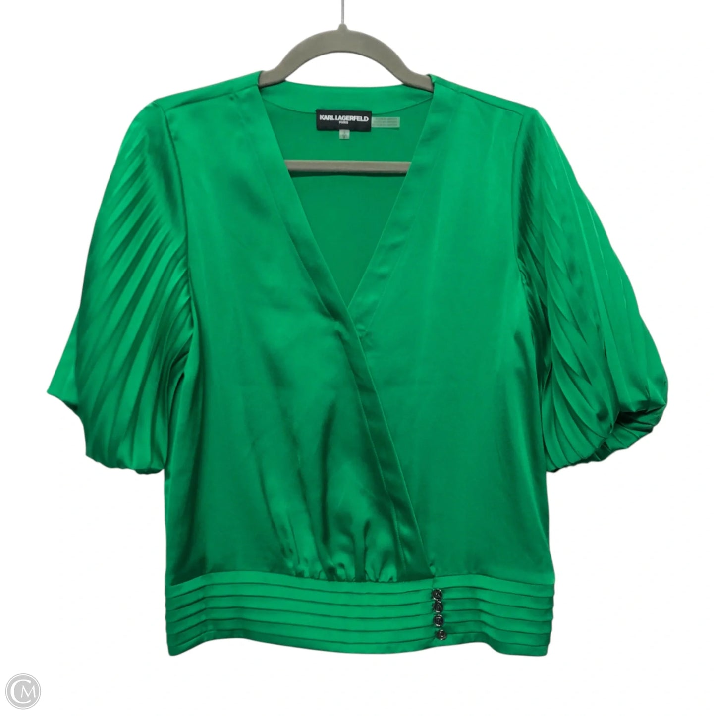Top 3/4 Sleeve Designer By Karl Lagerfeld In Green, Size: S