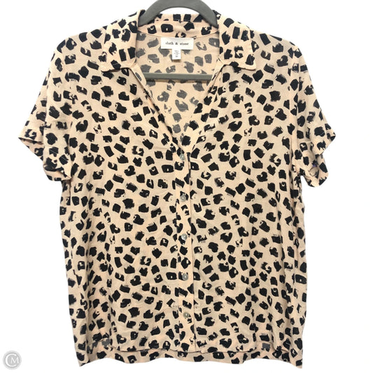 Top Short Sleeve By Cloth & Stone In Black & Cream, Size: Xs