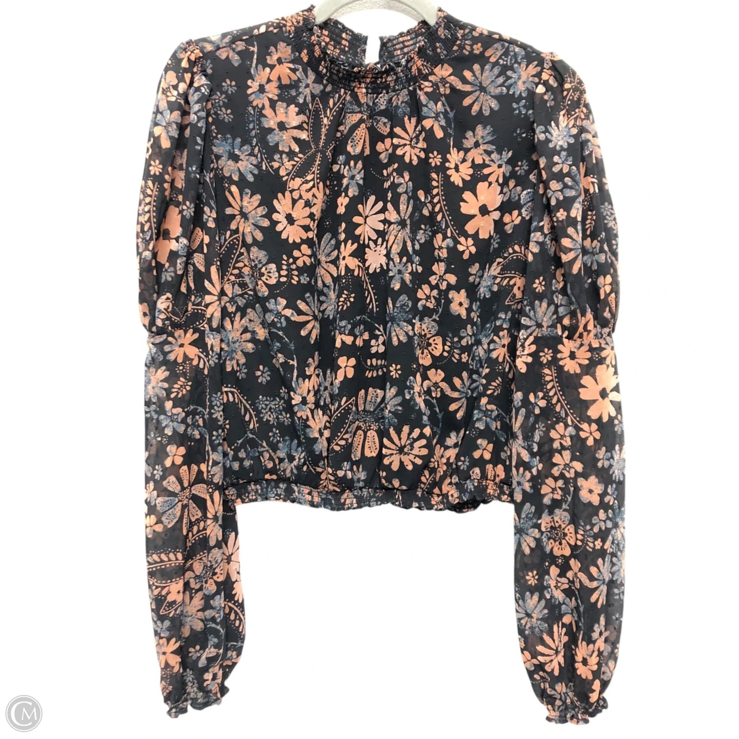 Blouse Long Sleeve By Free People In Black & Orange, Size: Xs