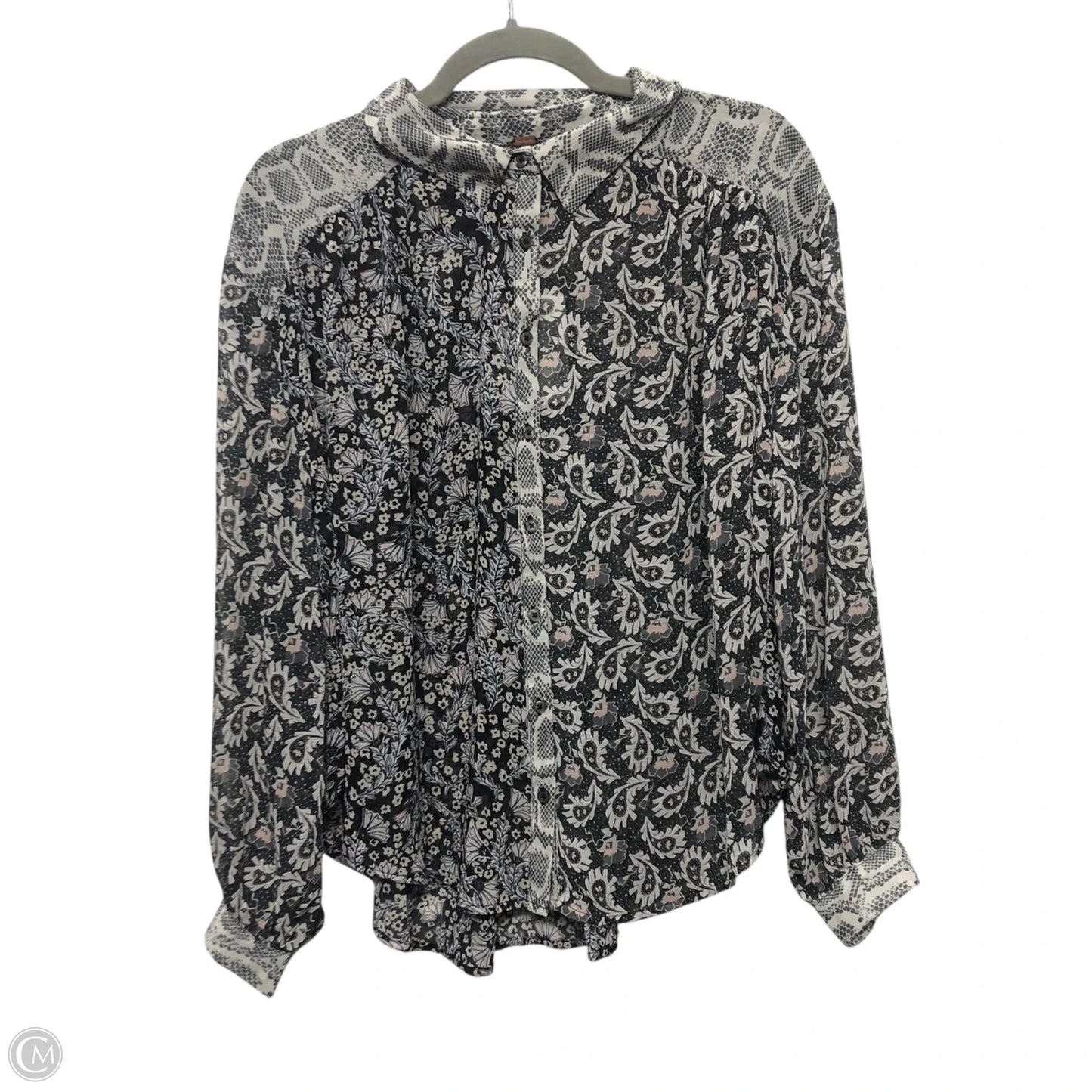 Blouse Long Sleeve By Free People In Black & White, Size: S