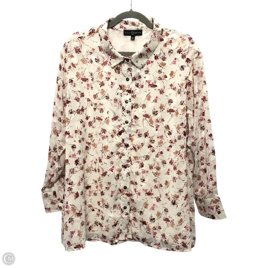 Top Long Sleeve By Fred David In Floral Print, Size: 1x