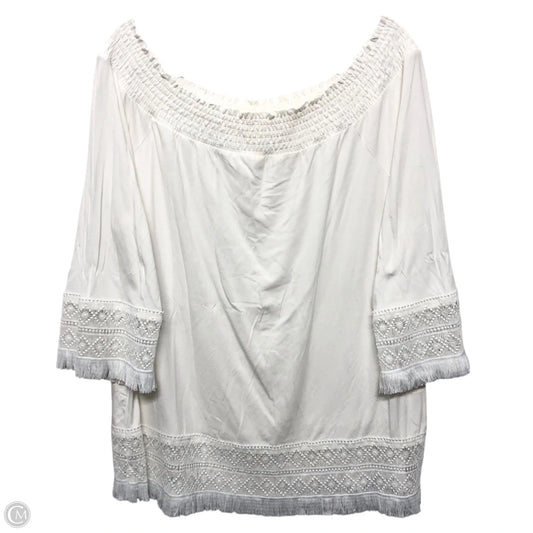 Top 3/4 Sleeve By Chicos In White, Size: Xl