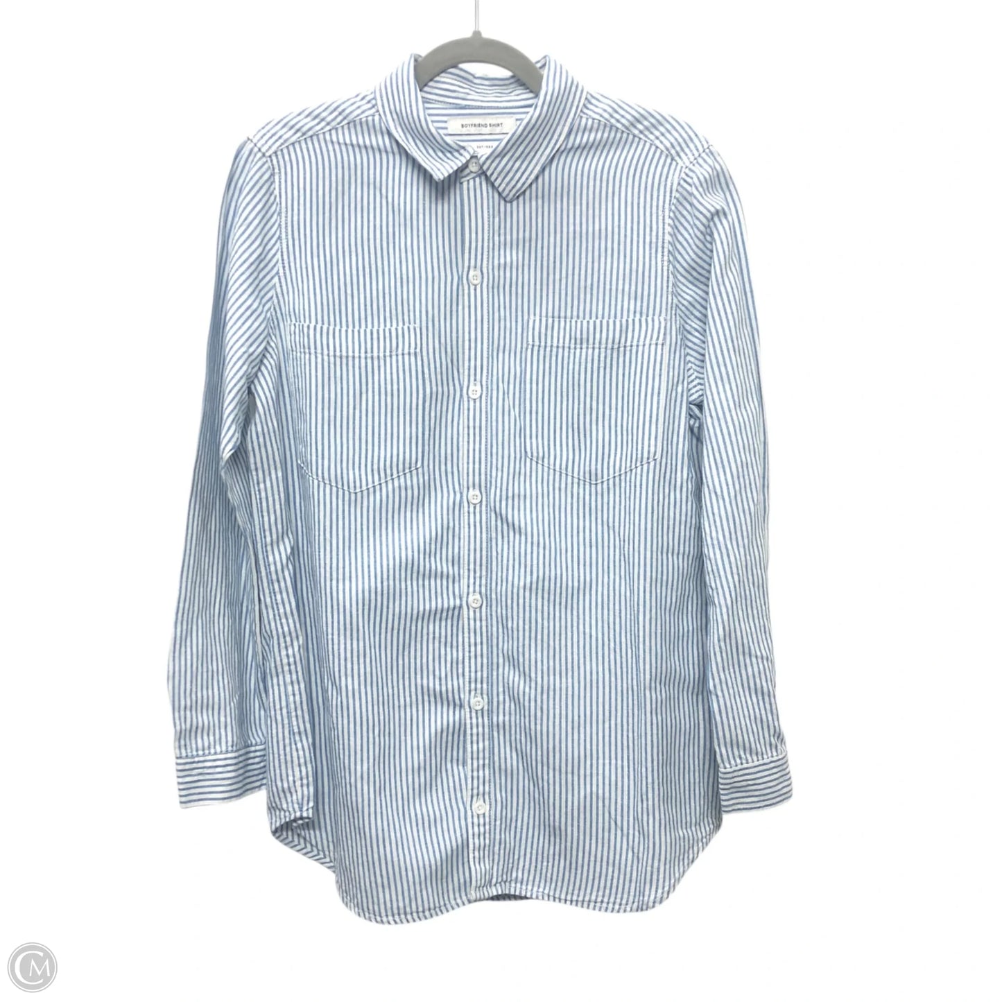 Top Long Sleeve By Lucky Brand In Blue & White, Size: M