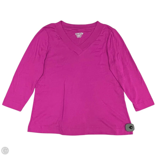 Top 3/4 Sleeve By Chicos In Purple, Size: Large