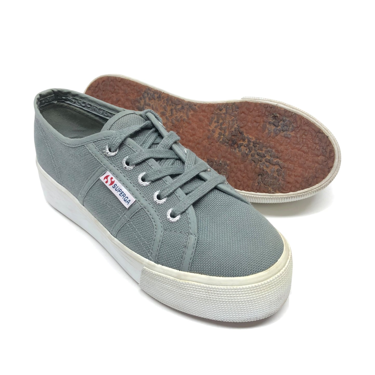 Shoes Sneakers Platform By Superga In Grey, Size: 5