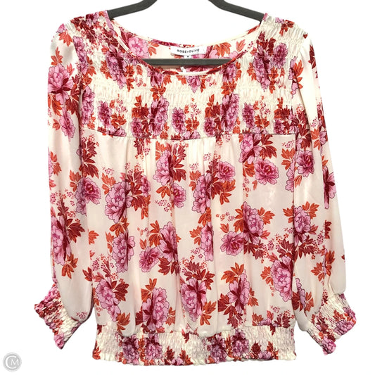 Blouse Long Sleeve By Rose And Olive In Floral Print, Size: M
