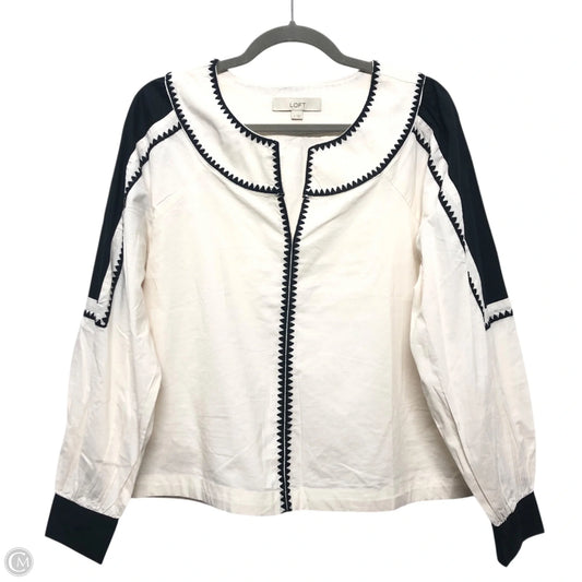 Blouse Long Sleeve By Loft In White, Size: S