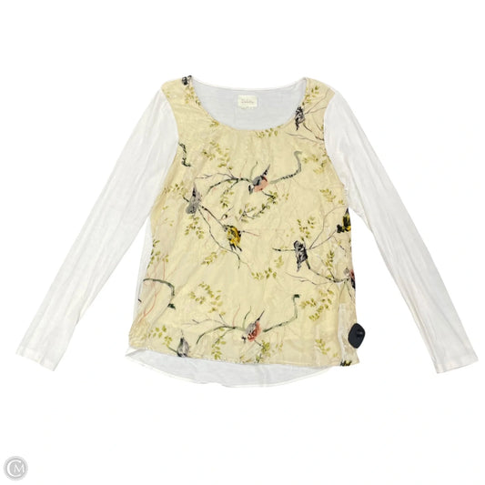 Blouse Long Sleeve By Deletta In Cream & White, Size: M