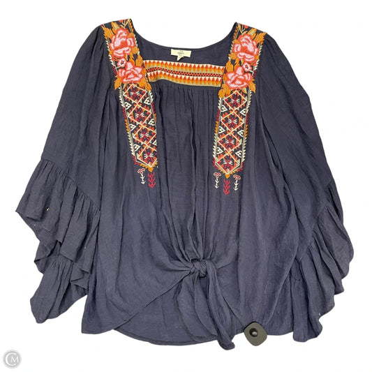 Blouse Long Sleeve By Entro In Navy, Size: 1x