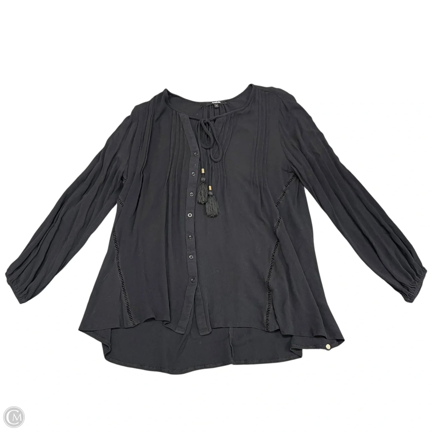 Blouse Long Sleeve By Annabelle In Black, Size: M
