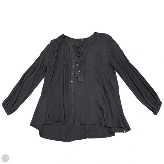 Blouse Long Sleeve By Annabelle In Black, Size: M