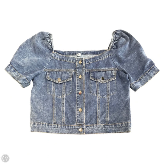 Blouse Short Sleeve By Clothes Mentor In Blue Denim, Size: M