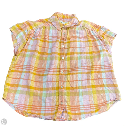 Top Short Sleeve By American Eagle In Orange & Yellow, Size: Xs