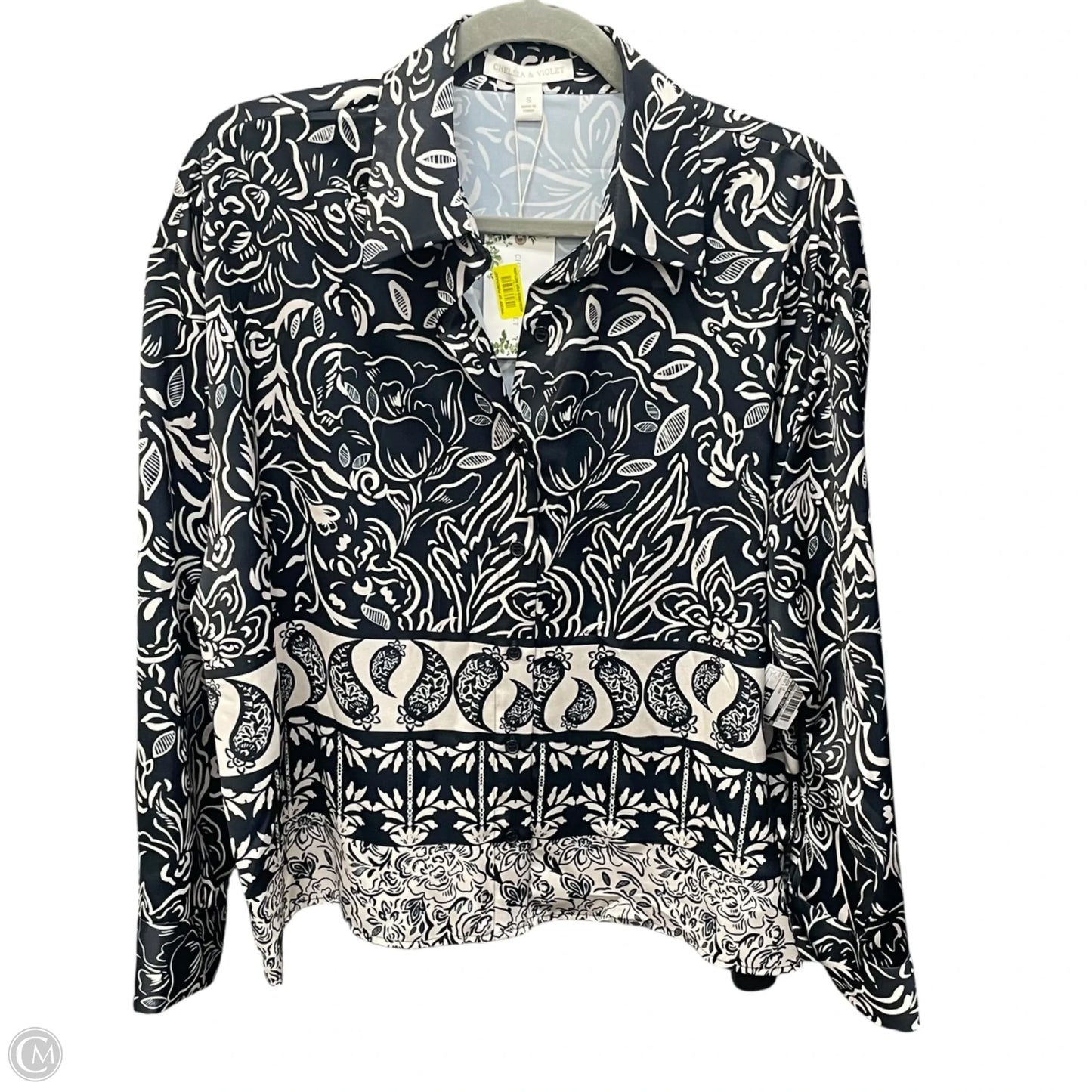 Blouse Long Sleeve By Chelsea And Violet In Black & Cream, Size: S