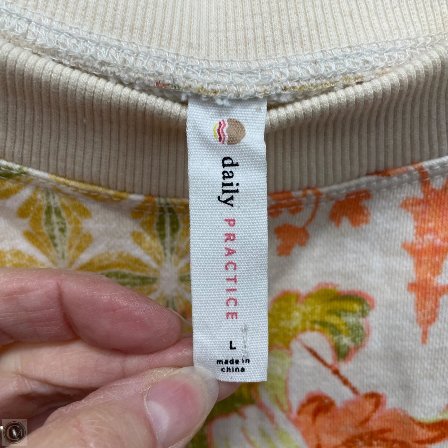 Sweatshirt Crewneck By Daily Practice By Anthropologie In Green & Orange, Size: L