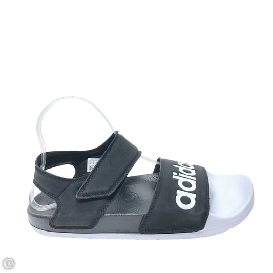 Sandals Flats By Adidas In Black & White, Size: 8