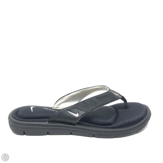 Sandals Flip Flops By Nike In Black, Size: 10